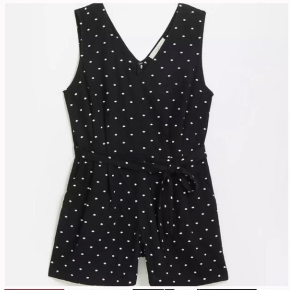 Loft Polka Dot Romper Size12 Black/White